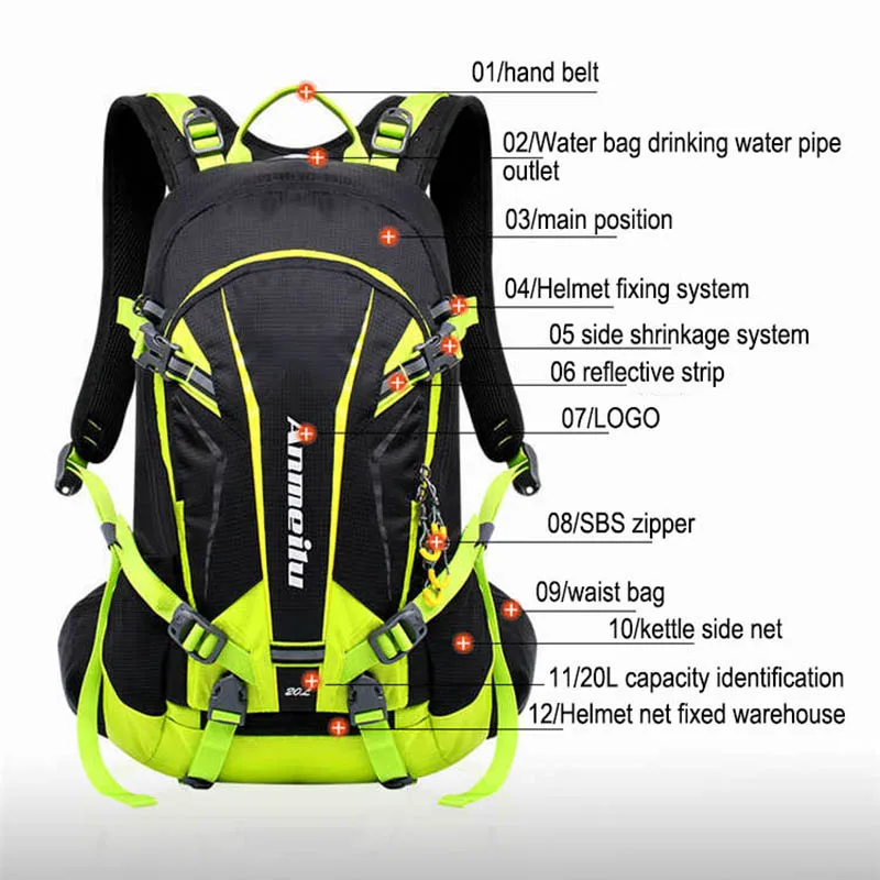 20L водонепроницаемый велосипедный рюкзак Большой Вместительный для мужчин