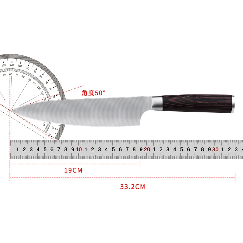 

Stainless steel chef's knife 8 inch western style slicing knife meat cleaver kitchen knife