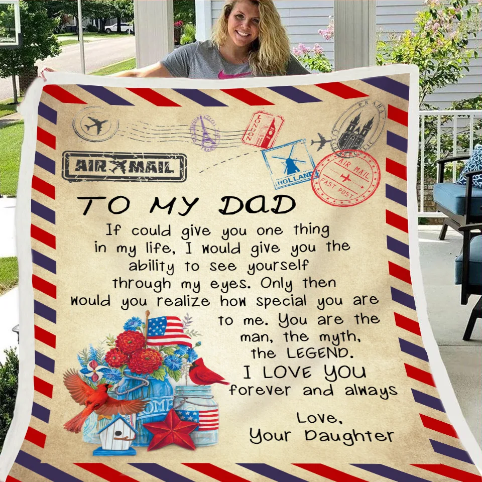

SOFTBATFY INS New Blanket Letters to Dad and Mom Express Love Blanket Sofa Bedding Blankets Dropshipping