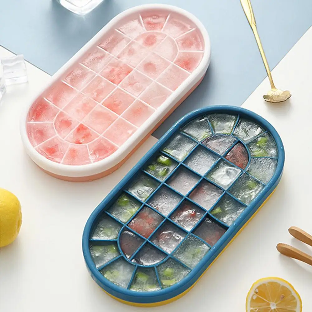 

30 Grids Ice Cube Tray Silicone Mold Square Ice Maker Mould With Lid Diy Fruit Whiskey Cocktail Drink