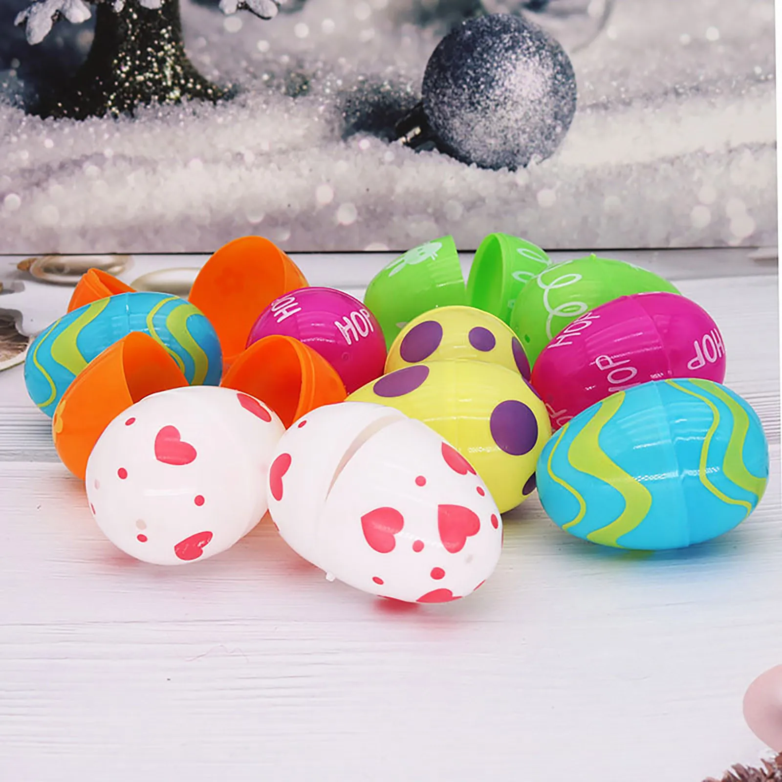

2021 toys for children 12pc Fillable Plastic Easter Eggs Hunt Party Supply Pack Assorted Pattern Prints #L4