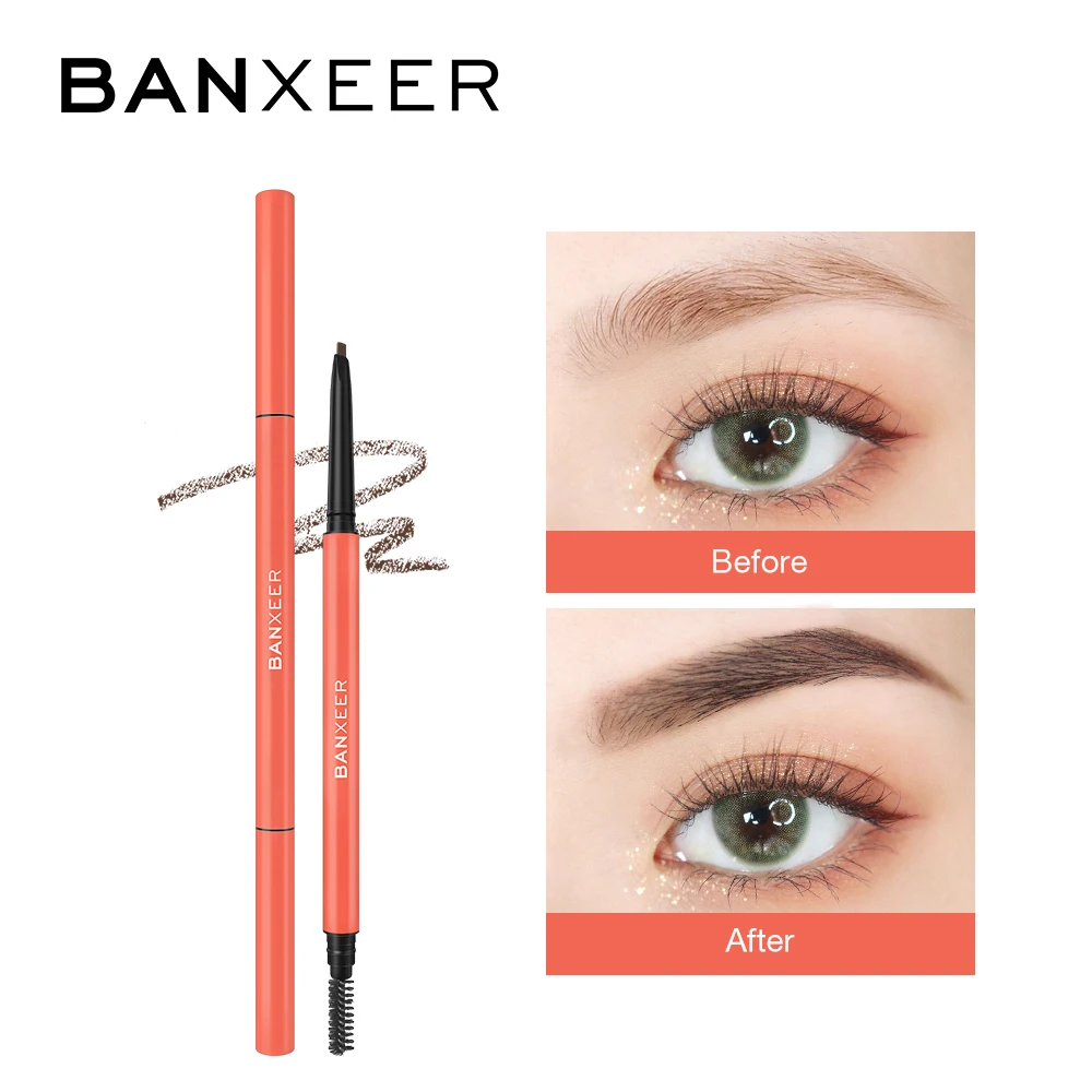 

BANXEER Eyebrow Cosmetic Definer Pencil Rotatable Up Natural Waterproof Microblading Tint Ultra Fine Triangle Eyebrow Pen Makeup