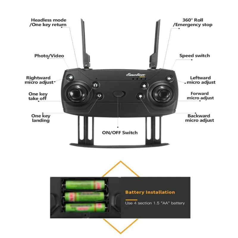 

E58 Foldable Drone RC Quadcopter 1080P 5.0MP Camera 2.4GHz WIFI FPV Headless Aircraft Portable Aerial Photography Aircraft