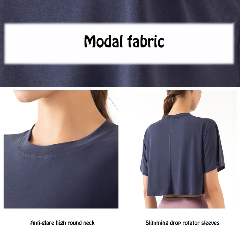 Летняя спортивная футболка cruber свободные короткие быстросохнущие топы для йоги