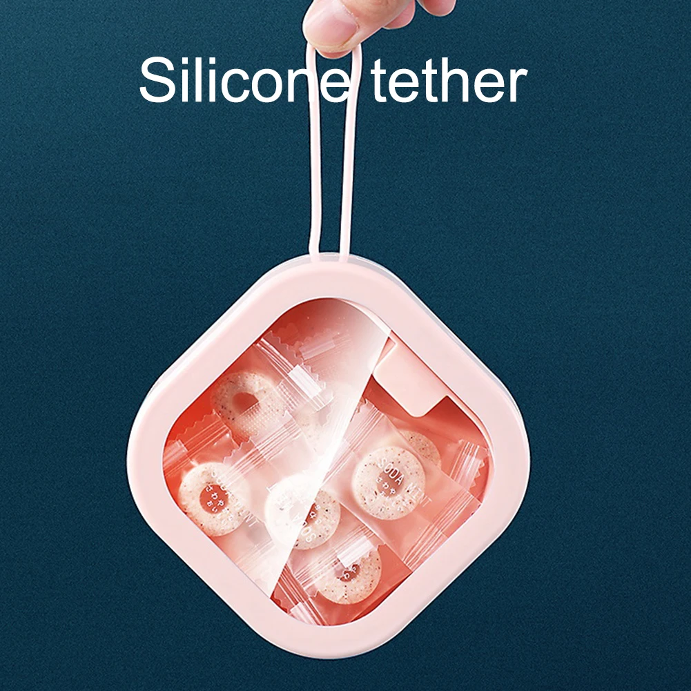 

Mini Storage Box Pocket Organizer Plastic with Tether for Candy Hairpin Cotton Swab Tea Bag 9.5*9.5*3 cm