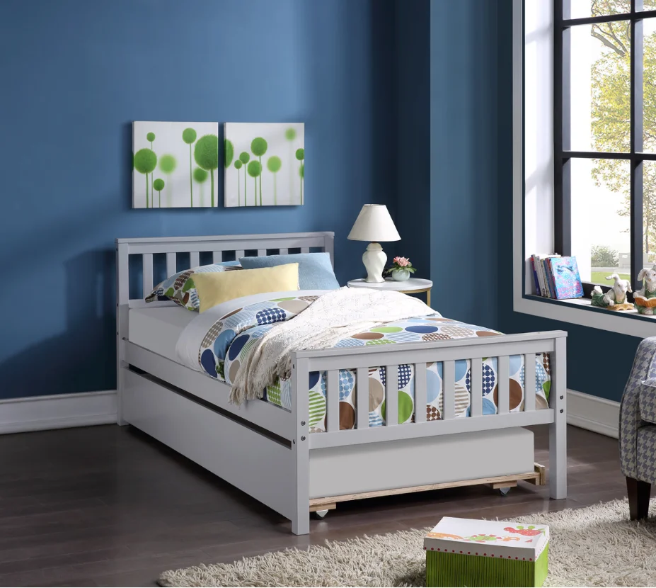 

Twin Bed with Trundle，Grey