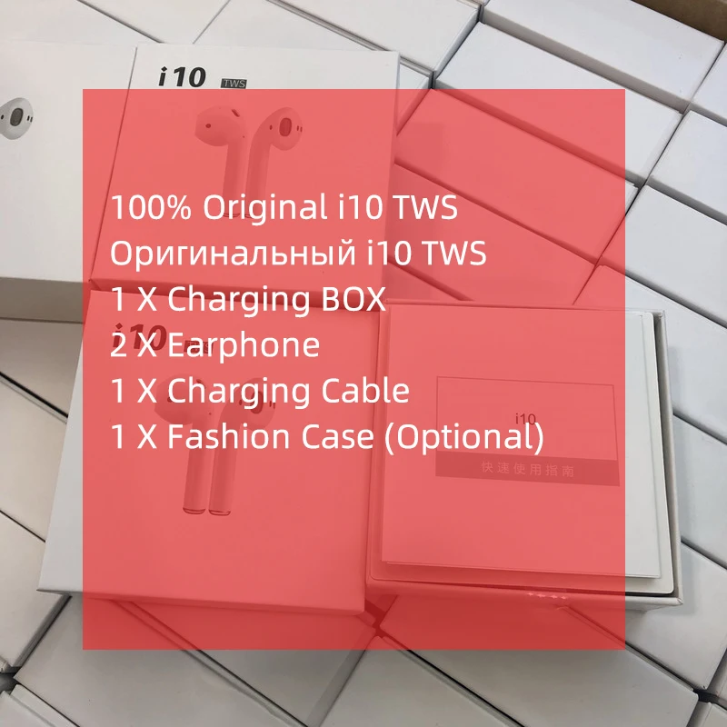 Оригинальные наушники i10 TWS Bluetooth 5.0 с сенсорным управлением беспроводные Bluetooth наушники спортивные наушники беспроводные гарнитуры для телефона