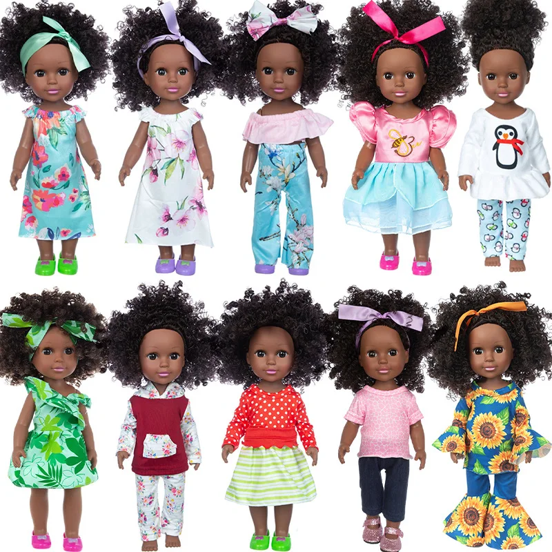 

Черная кукла для девочек 35 см, афроамериканская игра, мягкие реалистичные куклы для малышей, Реалистичная Модная Кукла, Веселая детская игр...