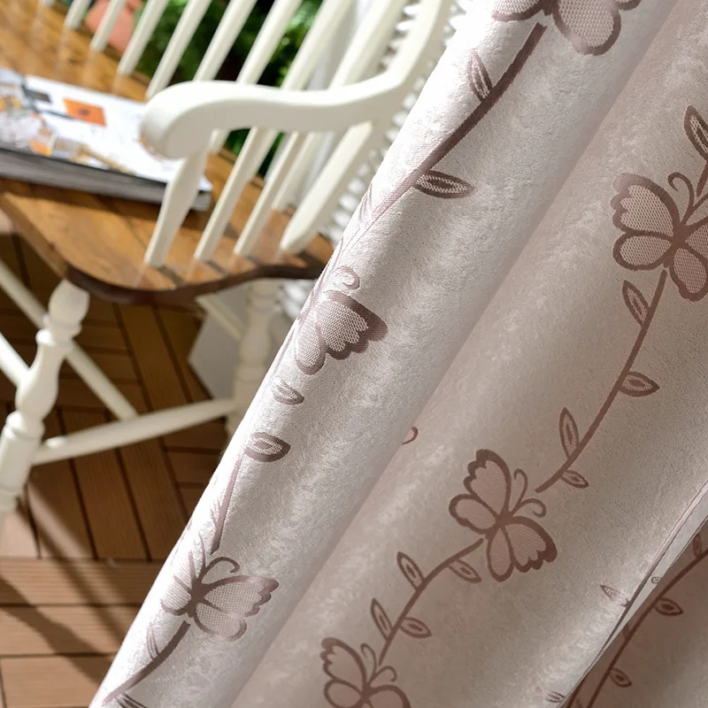 

Modern Curtains For Living Dining Room Bedroom Cationic Rural Jacquard Fabric Curtains Finished Product Customization