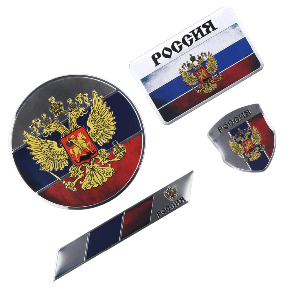 Стайлинг автомобиля 3D российский флаг Алюминиевые наклейки на окна эмблема