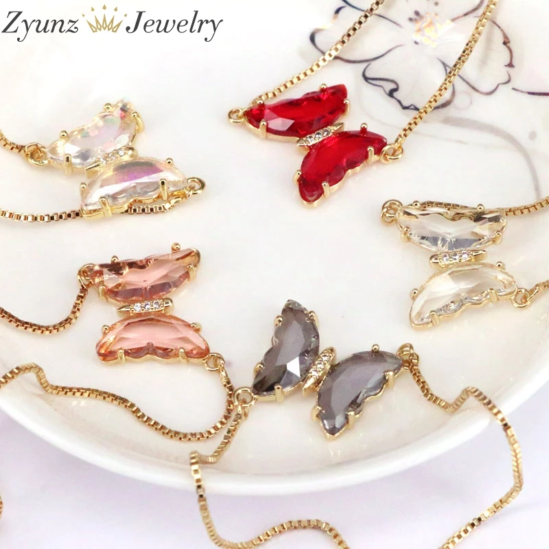 10 шт. Новое поступление браслет с хрустальными бабочками женский медный золотого