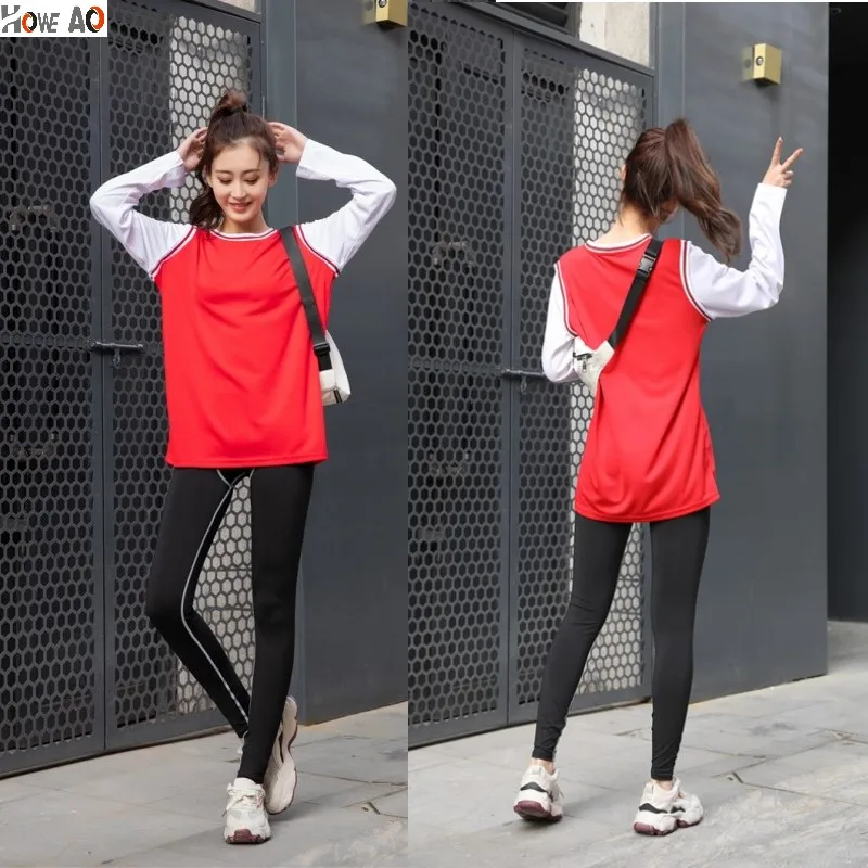 

HOWE AO Women's Clothing casual patchwork Fake two pieces long sleeve tops fashion spring fall new pullovers Sweatshirts