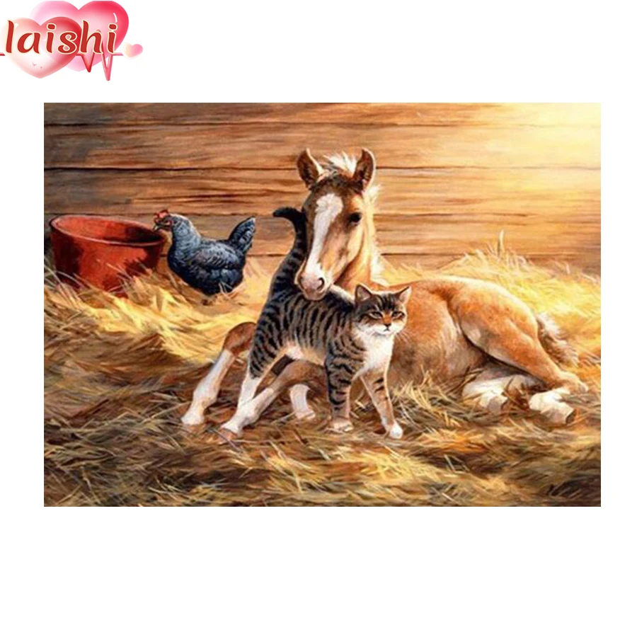 

New DIY 5D Diamond Painting Chicken cat horse animal Cross Stitch Kit Full Embroidery Mosaic 3d Art Pictures of Rhinestone Decor