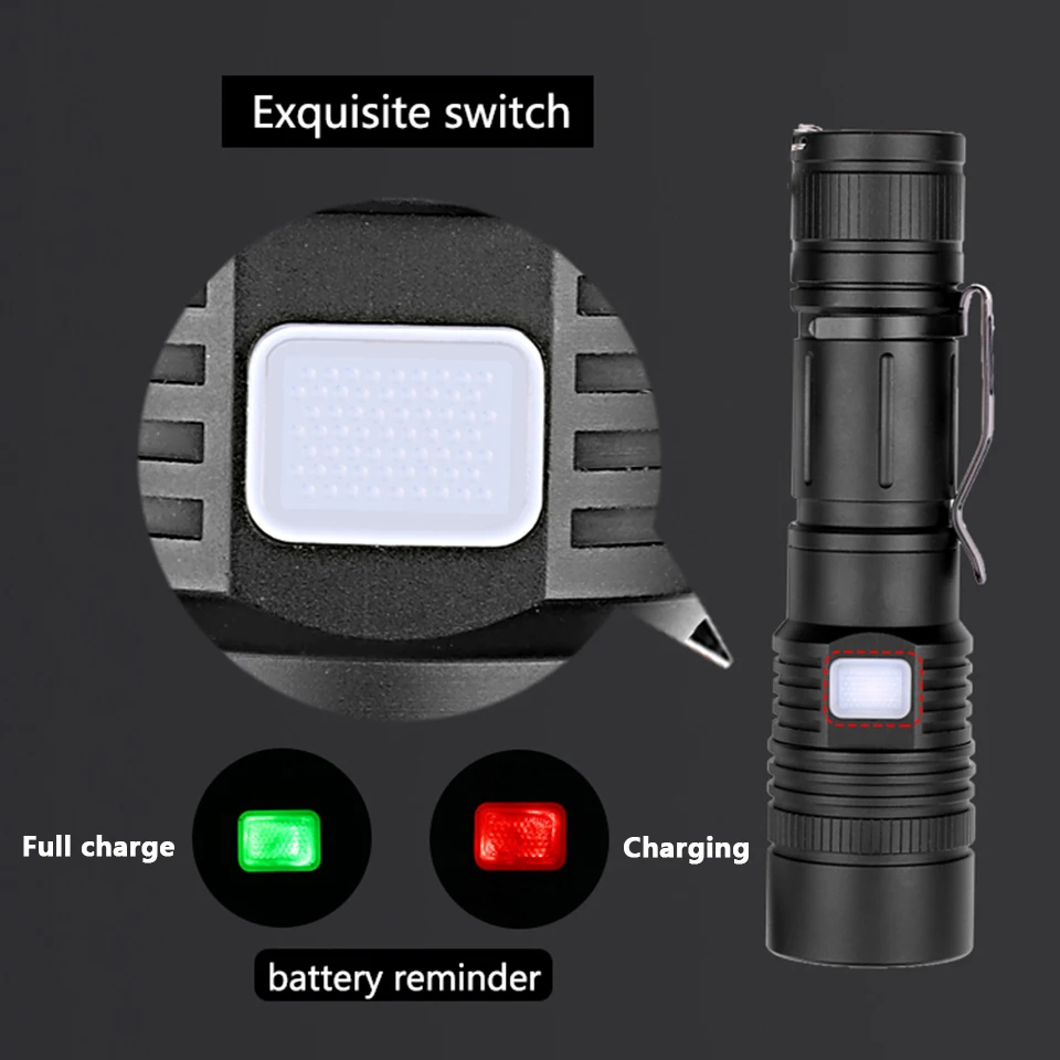 

XHP50.2 4-core Led Flashlight Powerbank Function Torch Usb Rechargeable 18650 26650 Battery Zoomable T6 Aluminum Lantern