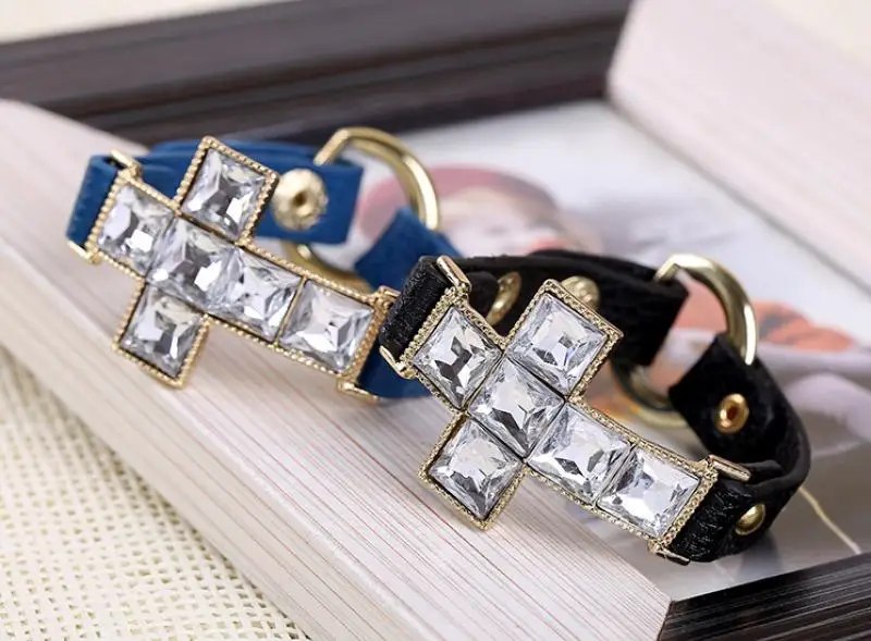 Женский и мужской браслет из натуральной кожи циркона с крестиком 2019|Гибкие