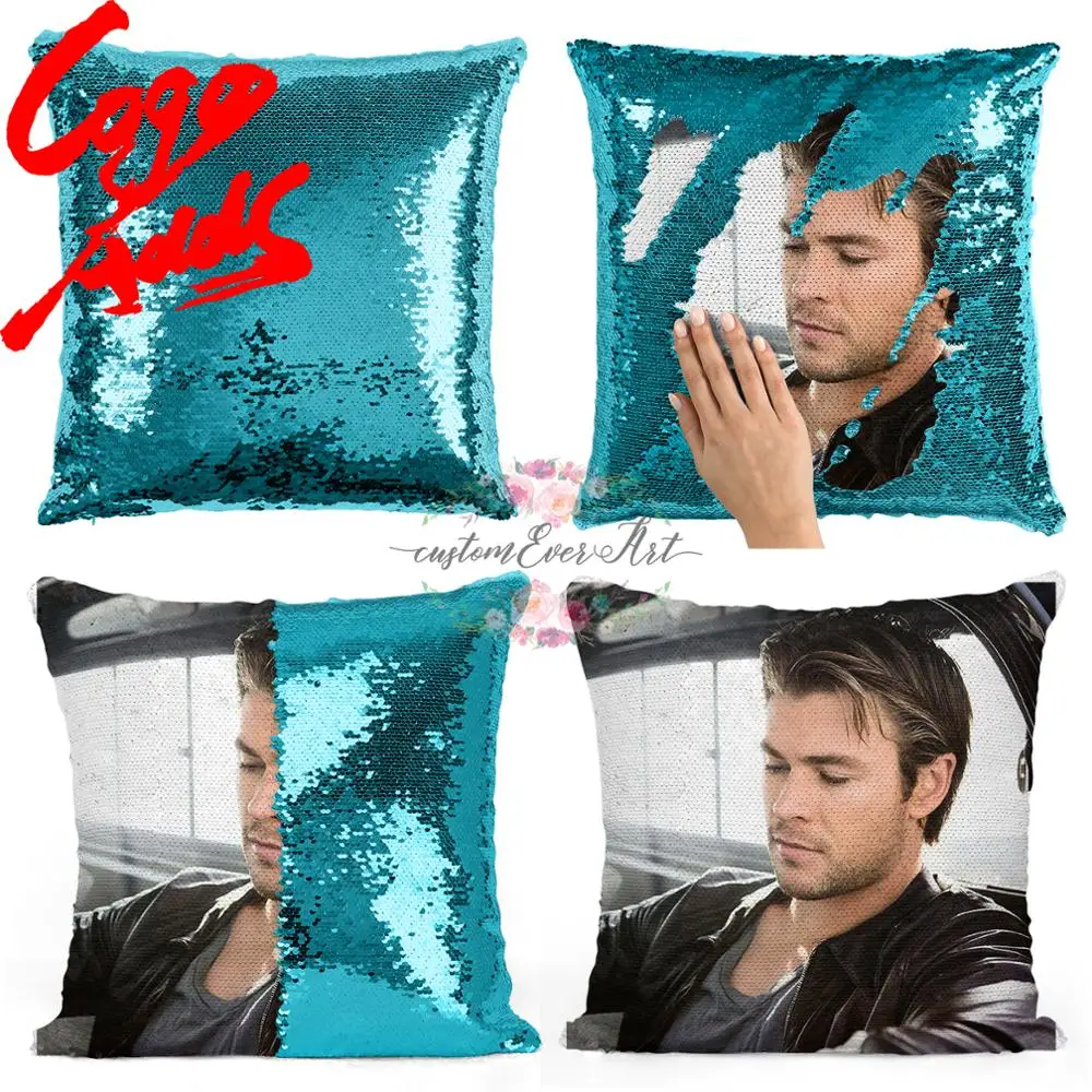 

Chris Hemsworth sequin pillow | sequin Pillowcase | Two color pillow | gift for her | gift for him | pillow | magic pillow