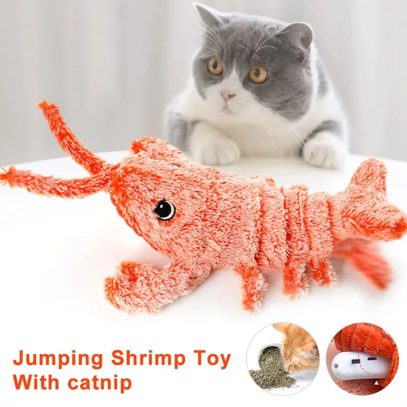 Электрическая креветка жевательные игрушки для кошек С Кошачьей Мятой плюшевые