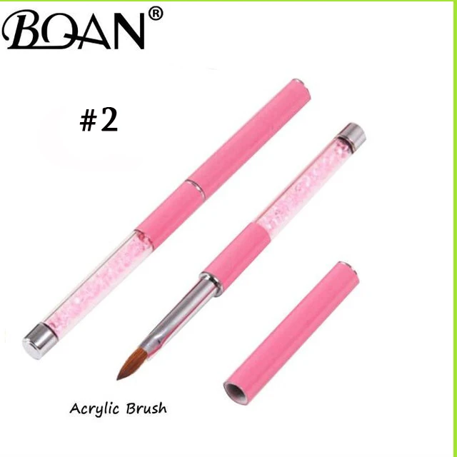 pink size 2 BQAN 1 шт.#8#10#12#14#16#18#20 колинский Соболь акрил#10 кисть для дизайна ногтей УФ-гель Кисть-ручка для резьбы жидкий порошок DIY Рисунок ногтей - Color: pink size 2