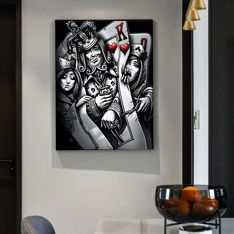 

Modern Abstract Nordic Style Black and White Poker Characters Canvas Painting Posters and Print Wall Art Picture for Living Room