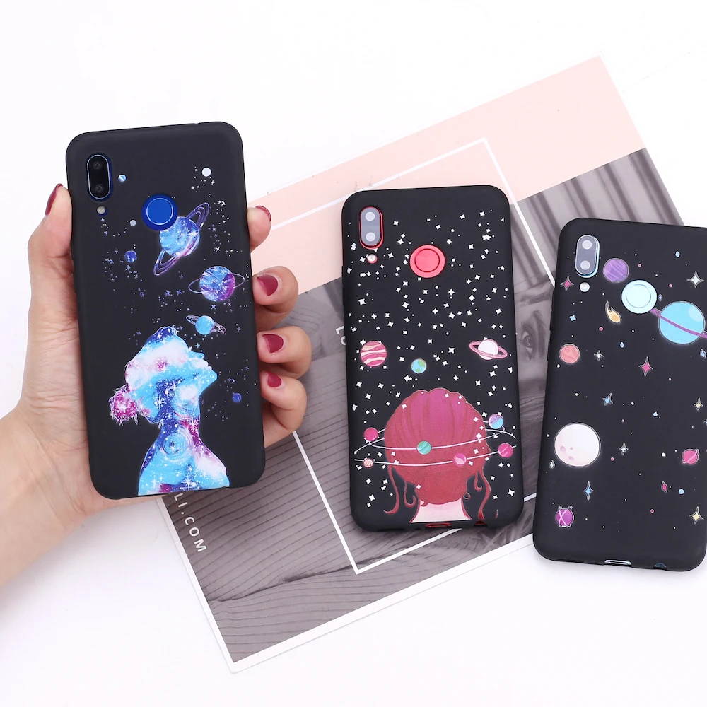 

For Huawei Honor Mate 10 20 Nova P20 P30 P Smart Outer Space Astronaut Space Moon Silicone Phone Case Cover Capa Fundas