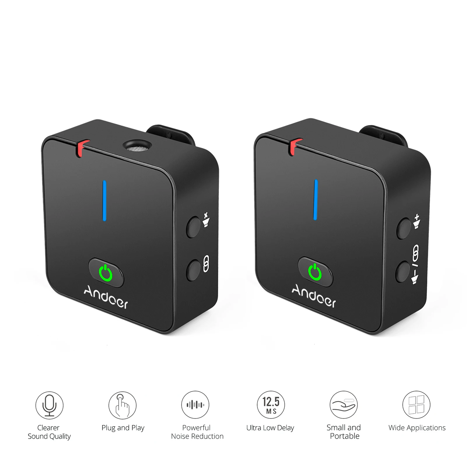 

2.4G Wireless Recording mini Microphone System with Transmitter Mic 50M Effective Range Built-in Battery for phone DSLR Camera