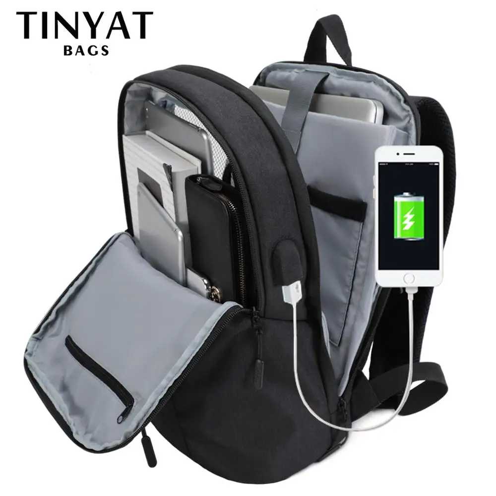 Рюкзак TINYAT мужской для ноутбука 15 6 дюйма с USB | Багаж и сумки