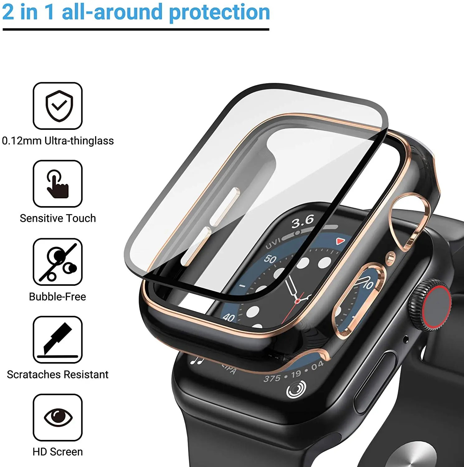 Стекло и крышка для Apple Watch чехол 44 мм 40 42 38 iWatch аксессуары бампер + защита экрана