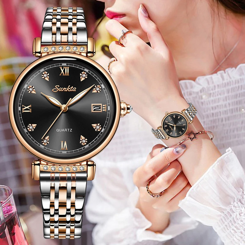 SUNKTA новые женские часы Топ люксовый бренд Креативный дизайн сталь наручные Relogio