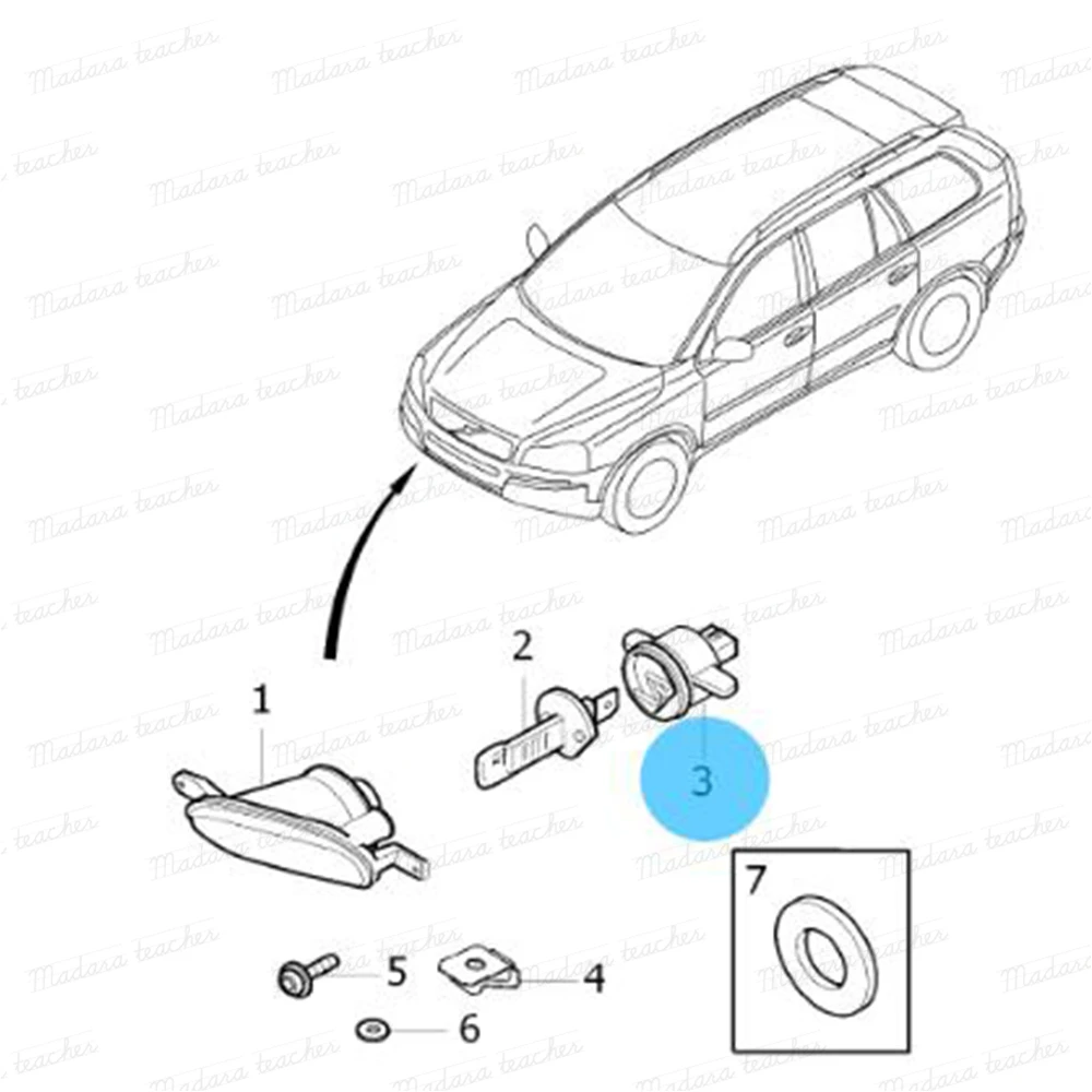 Для Volvo S70 V70 XC70 S60 S80 XC90 патрон противотумансветильник р 30795072 фары s base 1998 1999 2000 2001 2002
