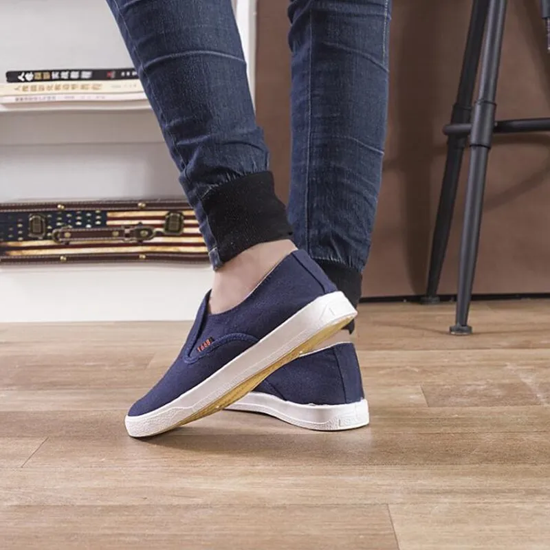 Мужская повседневная парусиновая обувь без шнуровки Классическая удобная на