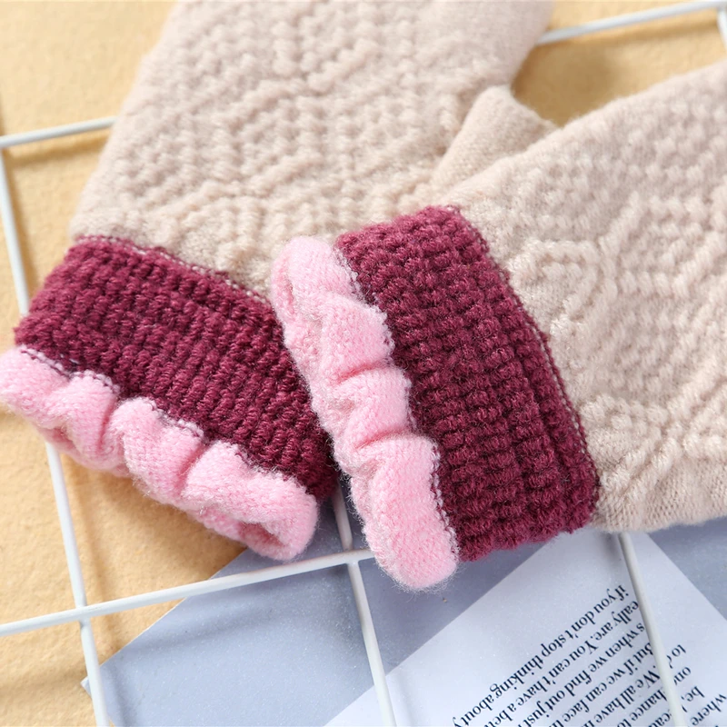 Hot Sale Knitted Gloves 2 Finger Cut Women Men Thick Warm Winter Fingerless Mittens Female Stretch Crochet Wool Write guantes | Аксессуары