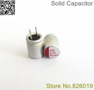 10 шт.лот 2,5 V 820 мкФ 6,3*8 Твердые электролитические конденсаторы для материнской платы с низким ESR 820 мкФ 2,5 V