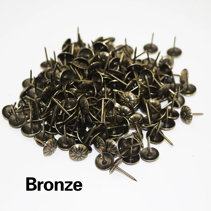 Bronze 50 шт. бронзовые тактики, антикварные декоративные украшения, Подарочный чехол для вина, коробка, дверной гвоздь для крепежа, фурнитура для дивана, декоративная прихватка - Цвет: Bronze