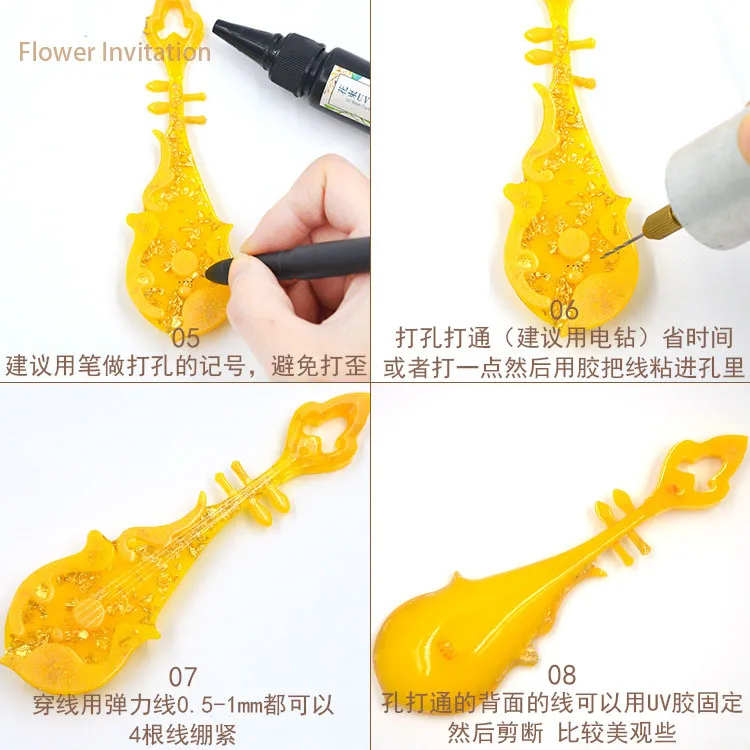Popular1PC lute Shaped высушенный цветок ювелирный инструмент Ювелирная форма УФ-отверждаемая эпоксидная смола силиконовые формы для изготовления ювелирных изделий