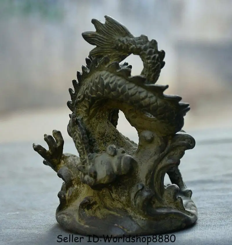 

Antique Old Chinese Bronze Folk Feng Shui Zodiac Animal Fly Dragon Sculpture