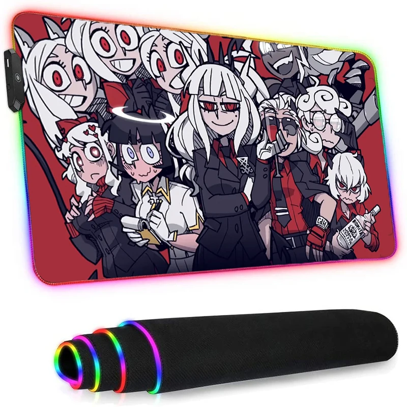 

Helltaker Led Mousepad Rgb Anime Genshin Impact Pc Gamer Girl Kawaii Gaming Accessories Santoro Gorjuss Longteng Rubber Base