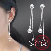 925 sterling silver stud earrings pendientes star pearl tassel earrings for women oorbellen charles