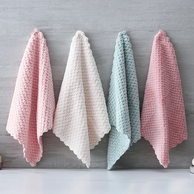 Kitchen Anti-grease Wiping Rags Dish Towel Absorbent Table Towels Household Dishwashing Scouring Pad Glass Window Cleaning Cloth | Дом и сад