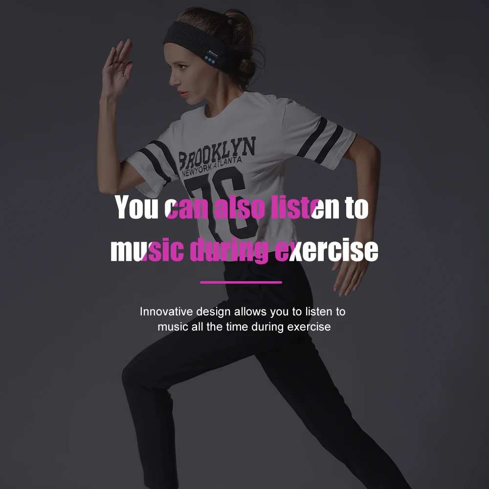 

GERTONG Wireless Bluetooth Stereo Headphones Running Earphone Sleep Headset Sports Sleeping Music Headband Fashion