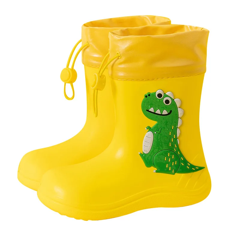 

2021 Brand 3-10 Years Old Children's Rubber Boots Unisex Dinosaur Rain Boots For Kids Anti Slip Soft Water Shoes 4 Colors