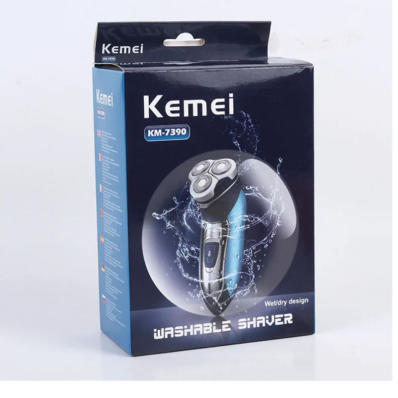 

kemei electric shaver KM-7390 electric rotary shaver rechargeable triple floating blade beard trimmer