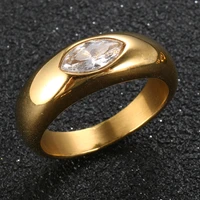 stainless steel multi color marquise crystal ring 18k gold plated eye zircon finger ring for women men trendy ring jewelry gift