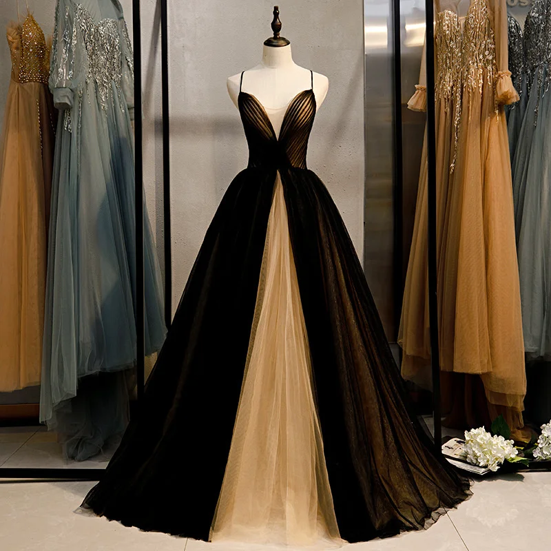

Banquet Evening Dress Long Skirt Female 2021 New Black Thin Usually Can Wear Annual Meeting Temperament Dress In Summer