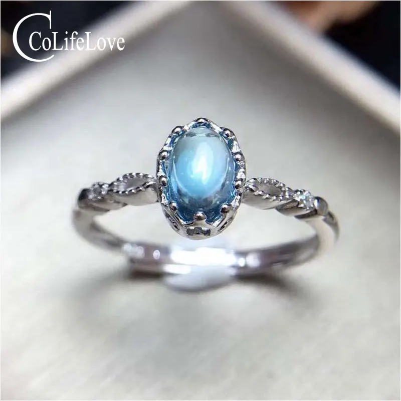 Женское серебряное кольцо с топазом 4 Х6 мм|Кольца| |