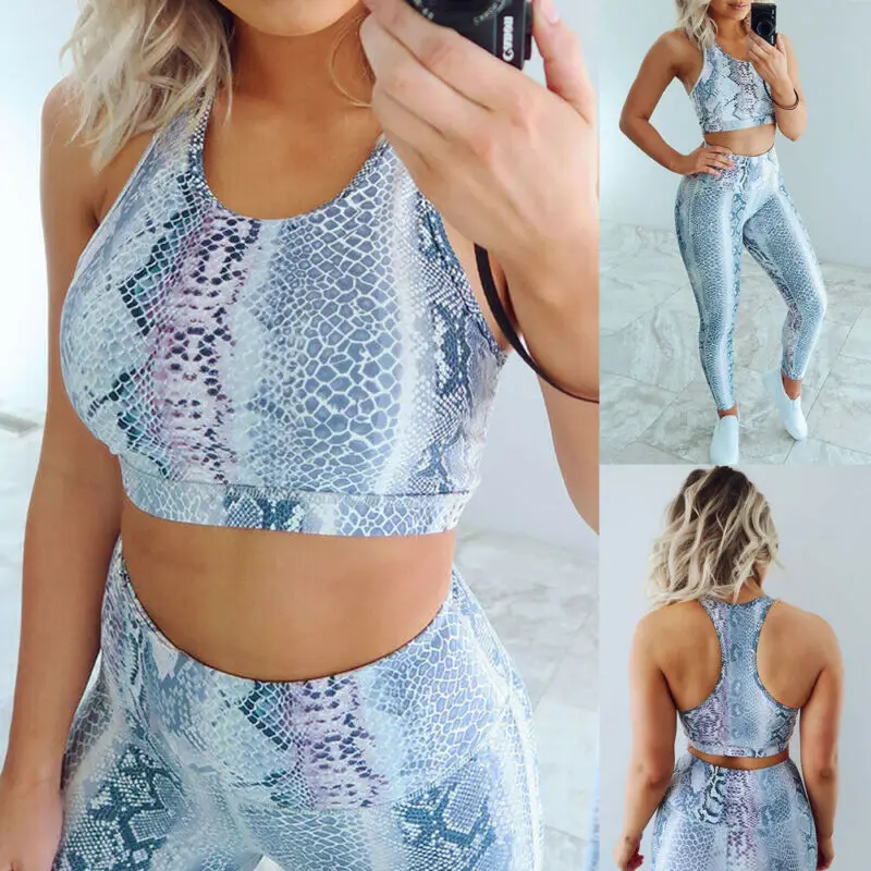 2 шт./компл. женские спортивные комплекты леггинсы брюки + майки Женский