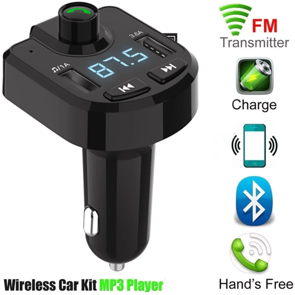 Car FM Transmitter 3.6A MP3 Adapter Bluetooth 5.0 Dual USB TF Card Receiver Stereo Music Charger Handsfree |