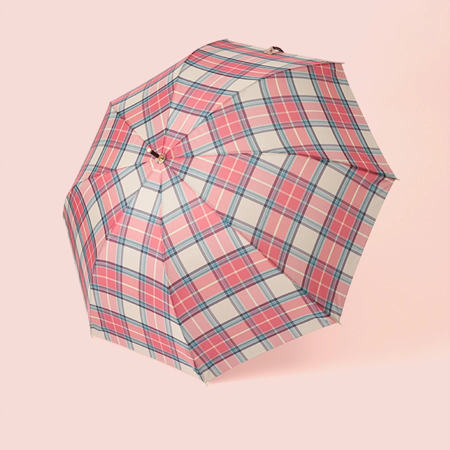 Большой зонтик в клетку с деревянной ручкой дождевик для женщин ветрозащитный