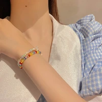 fashion jewelry stretch bracelet heart flower 2021 new design hot selling colorful glass beads bracelet for women girl gifts