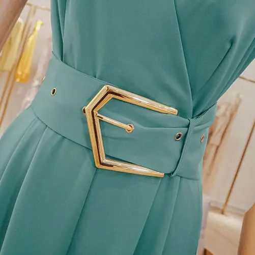 

Women 2021 Summer Elegant V-neck Sexy Jumpsuits Female Solid Color Straight Full Length Pants Ladies Party Overall Outfits U196