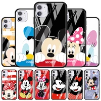 cute couple disney mickey for apple iphone 12 pro max mini 11 pro xs max x xr 6s 6 7 8 plus luxury tempered glass phone case